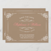 ヴィンテージフローラMochaに日付カードを保存 セーブザデート (正面/裏面)