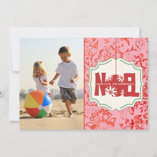 ヴィンテージフローラNoelクリスマスフォトカード シーズンカード (正面)