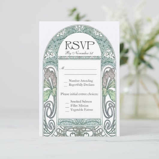 ヴィンテージフローラRSVPウェディングカードIV 出欠カード (スタンド正面)
