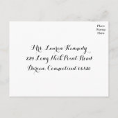 ヴィンテージフローラRSVP白黒ウェディングパーティー インビテーションポストカード (裏面)