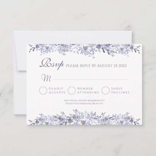 ヴィンテージフローラRSVP結婚の応答カード 出欠カード (正面)