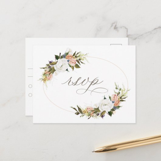 ヴィンテージフローラRSVP ポストカード (正面/裏面インサイチュ)