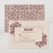 ヴィンテージフローラRSVP Iレトロ植物学 出欠カード (正面/裏面)