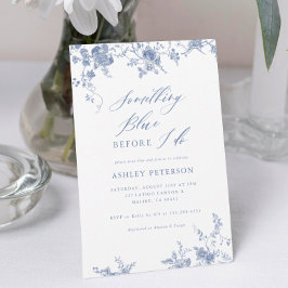 ヴィンテージフローラSomething Blueブライダルシャワー 招待状