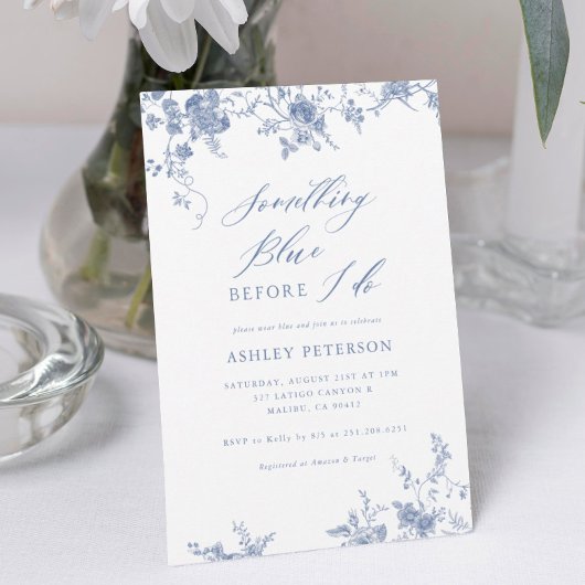 ヴィンテージフローラSomething Blueブライダルシャワー 招待状