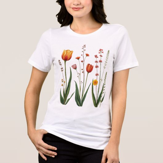 ヴィンテージフローラTシャツ – Botanical Wildflower Desi トライブレンドＴシャツ (正面)