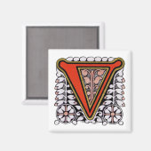 ヴィンテージフローラ'V' – マグネット (正面/裏面)