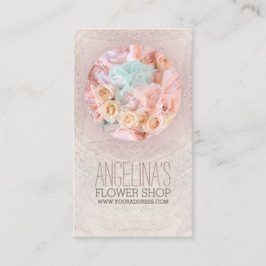 ヴィンテージフローリエレガントストフラワーサークルカード 名刺 (正面)