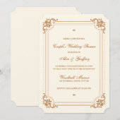 ヴィンテージフローリッエレガントクカップルウェディングシャワー 招待状 (正面/裏面)