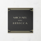 ヴィンテージフローリッシュアールデコ結婚写真 三つ折り招待状 (カバー)