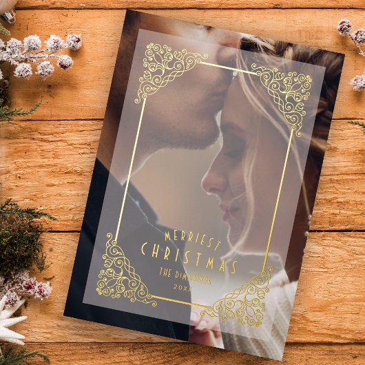 ヴィンテージフローリッシュクリスマスオーバーレイフェルムエフェクト 箔招待状