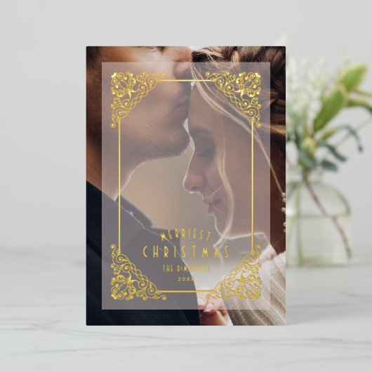ヴィンテージフローリッシュクリスマスオーバーレイフェルムエフェクト 箔招待状 (立ち正面)