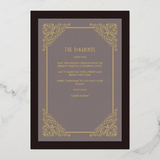 ヴィンテージフローリッシュクリスマスオーバーレイフェルムエフェクト 箔招待状 (裏面)