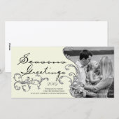 ヴィンテージフローリッシュクリスマスクリスマスフォトカードテンプレート シーズンカード (正面/裏面)