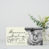 ヴィンテージフローリッシュクリスマスクリスマスフォトカードテンプレート シーズンカード (スタンド正面)