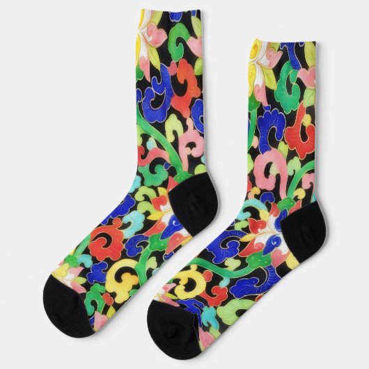 ヴィンテージフローリッシュパターンスタイルアートソックス ソックス (左)
