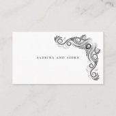 ヴィンテージフローリッシュブラックモノグラム結婚ズ プレイスカード (裏面)