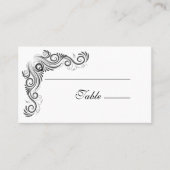 ヴィンテージフローリッシュブラックモノグラム結婚ズ プレイスカード (正面)