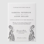 ヴィンテージフローリッシュブラックモノグラム結婚ズ ベラム紙招待状 (正面)