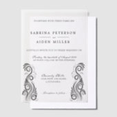 ヴィンテージフローリッシュブラックモノグラム結婚ズ ベラム紙招待状 (オフセット)