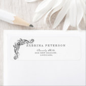 ヴィンテージフローリッシュブラック結婚モノグラムの住所 ラベル (インサイチュ)