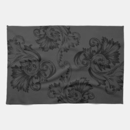 ヴィンテージフローリッシュ（黒） キッチンタオル