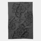 ヴィンテージフローリッシュ（黒） キッチンタオル (縦)