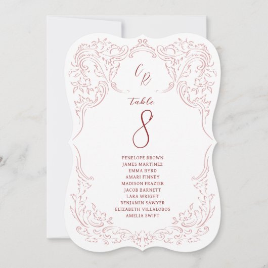 ヴィンテージフローリッ結婚クモノグラムの座席図 (正面)