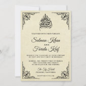 ヴィンテージフローリ華美スムスリム結婚式招待状 招待状 (正面)