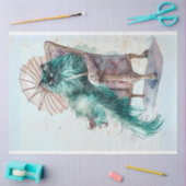 ヴィンテージフワフワのペルシャティール（緑がかった色）猫の切り離し 薄葉紙 (クラフト)