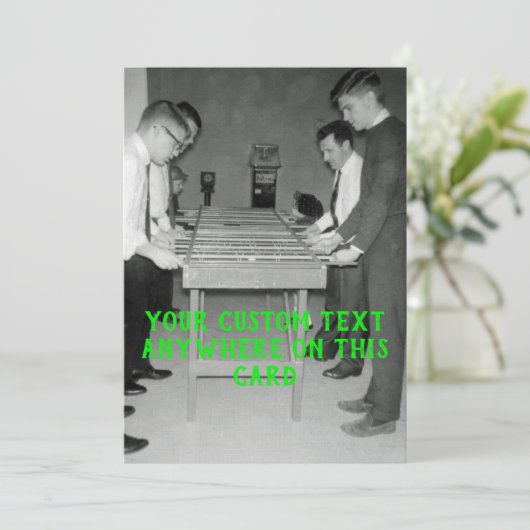 ヴィンテージフーズボールフズボールフォトテーブルフットボール 招待状 (スタンド正面)