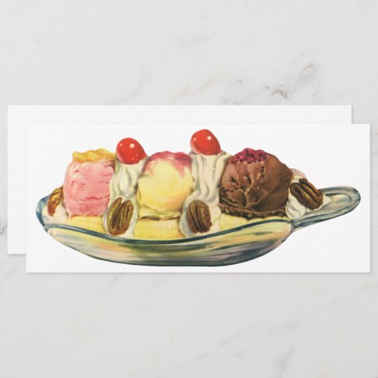 ヴィンテージフードデザート、バナナスプリットさくらんぼ (正面/裏面)