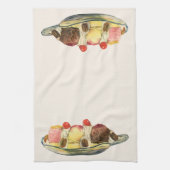 ヴィンテージフードデザート、バナナスプリットさくらんぼ キッチンタオル (縦)