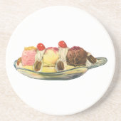 ヴィンテージフードデザート、バナナスプリットさくらんぼ コースター (正面)