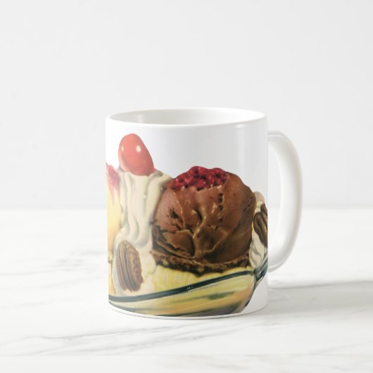 ヴィンテージフードデザート、バナナスプリットさくらんぼ コーヒーマグカップ (正面右)