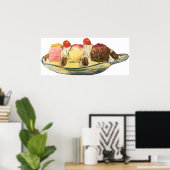 ヴィンテージフードデザート、バナナスプリットさくらんぼ ポスター (ホームオフィス)