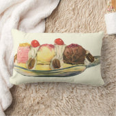 ヴィンテージフードデザート、バナナスプリットさくらんぼ ランバークッション (ブランケット)
