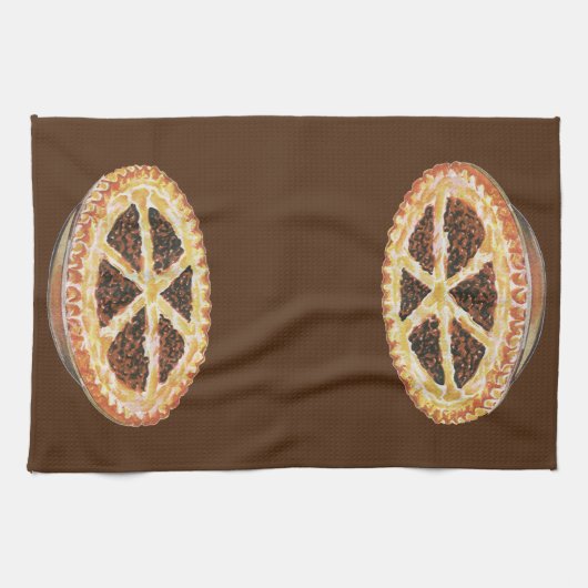 ヴィンテージフードデザート、フレッシュ焼いたペカンパイ キッチンタオル (横)