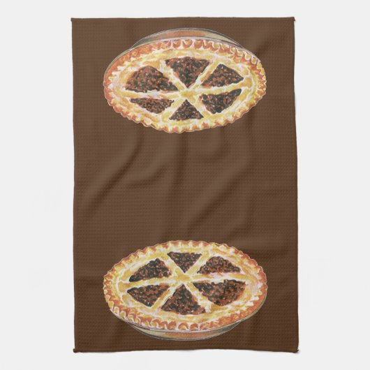ヴィンテージフードデザート、フレッシュ焼いたペカンパイ キッチンタオル (縦)
