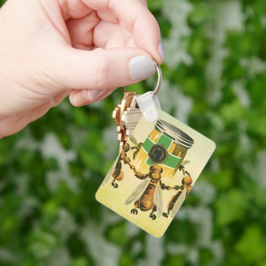 ヴィンテージフードハニーオーガニックビーズ踊りジャー キーホルダー (手)