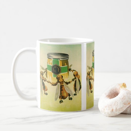 ヴィンテージフードハニーオーガニックビーズ踊りジャー コーヒーマグカップ (ドーナツ)