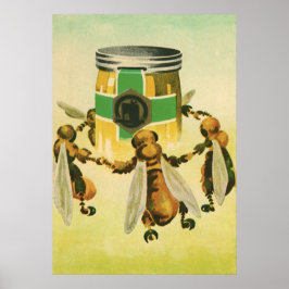 ヴィンテージフードハニーオーガニックビーズ踊りジャー ポスター