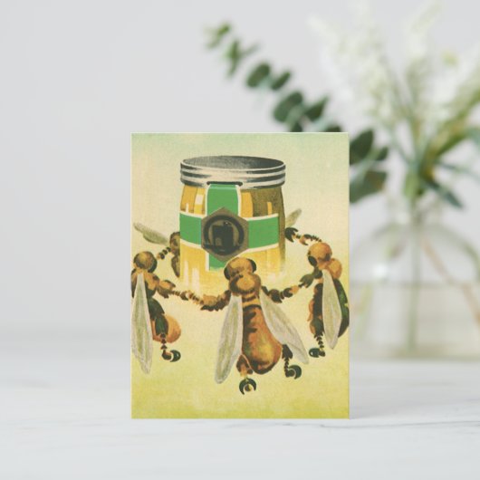 ヴィンテージフードハニーオーガニックビーズ踊りジャー ポストカード (スタンド正面)
