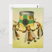 ヴィンテージフードハニーオーガニックビーズ踊りジャー ポストカード (正面/裏面)