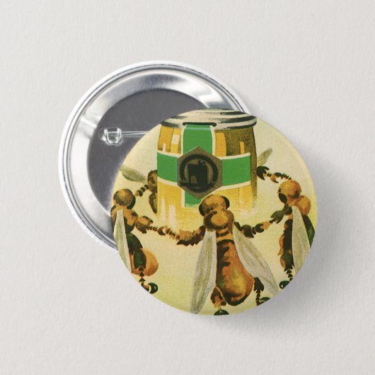 ヴィンテージフードハニーオーガニックビーズ踊りジャー 缶バッジ (正面&裏面)