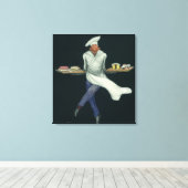 ヴィンテージフードビジネス、ペストリーデザート付きベーカー キャンバスプリント (インサイチュ (ウッドフロア))