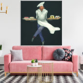 ヴィンテージフードビジネス、ペストリーデザート付きベーカー キャンバスプリント (インサイチュ (リビング))