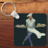 ヴィンテージフードビジネス、ペストリーデザート付きベーカー キーホルダー (正面)