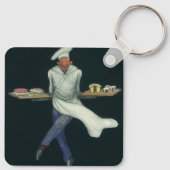 ヴィンテージフードビジネス、ペストリーデザート付きベーカー キーホルダー (裏面)