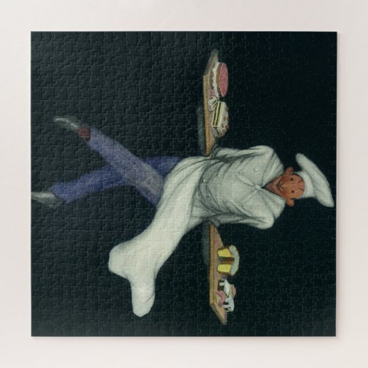 ヴィンテージフードビジネス、ペストリーデザート付きベーカー ジグソーパズル (横)